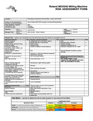 risk assessment for milling machine